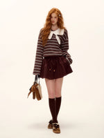 Suede Beaded Mini Skirt