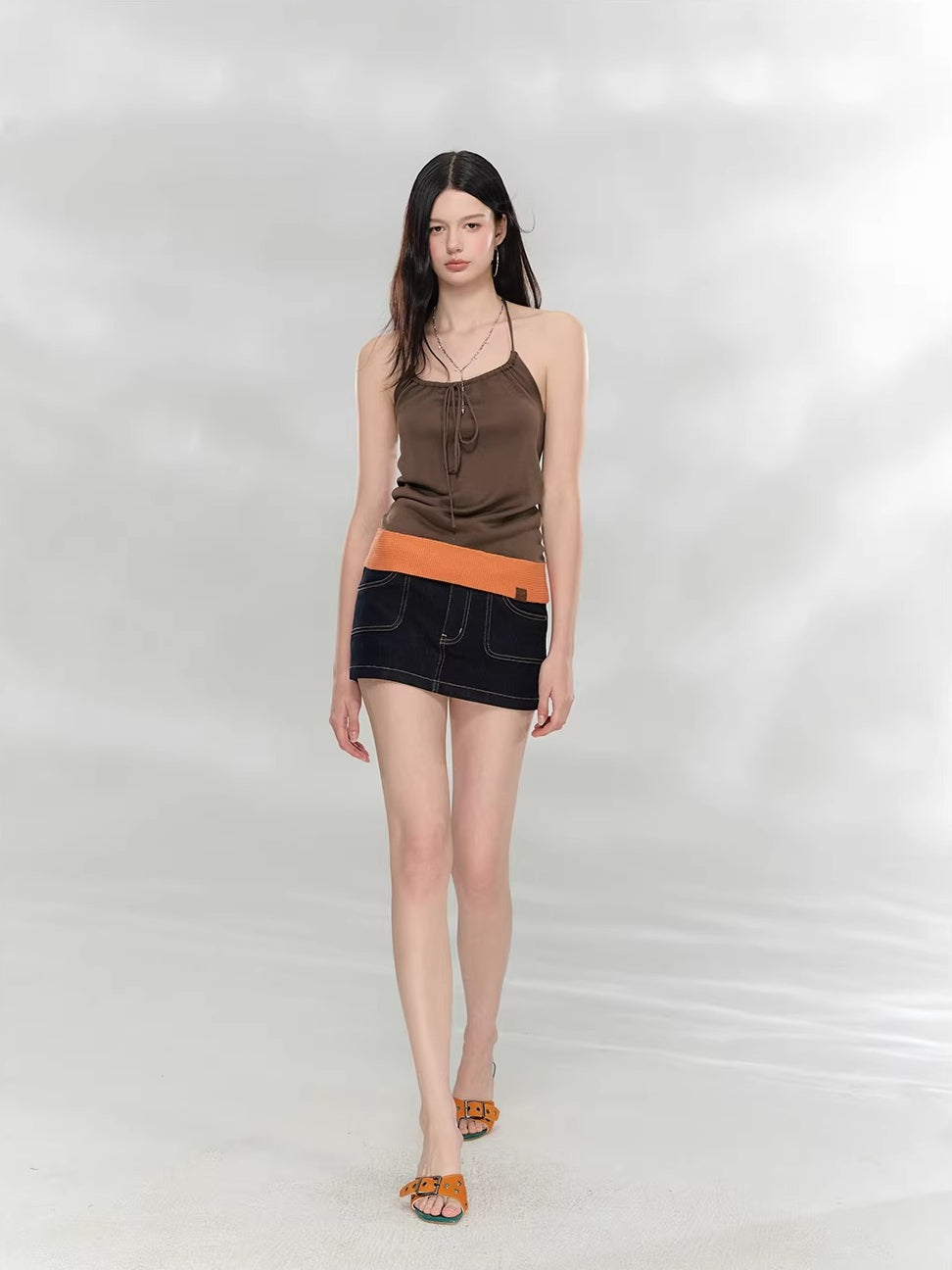 Contrast Halter Knit Top