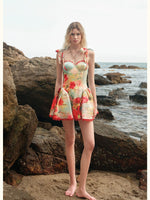 Fiorina Floral Lace-Up Mini Dress