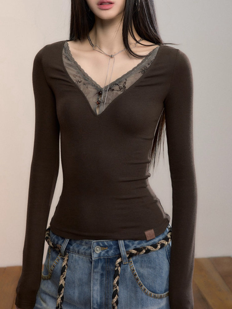 Modal Lace V-Neck Top