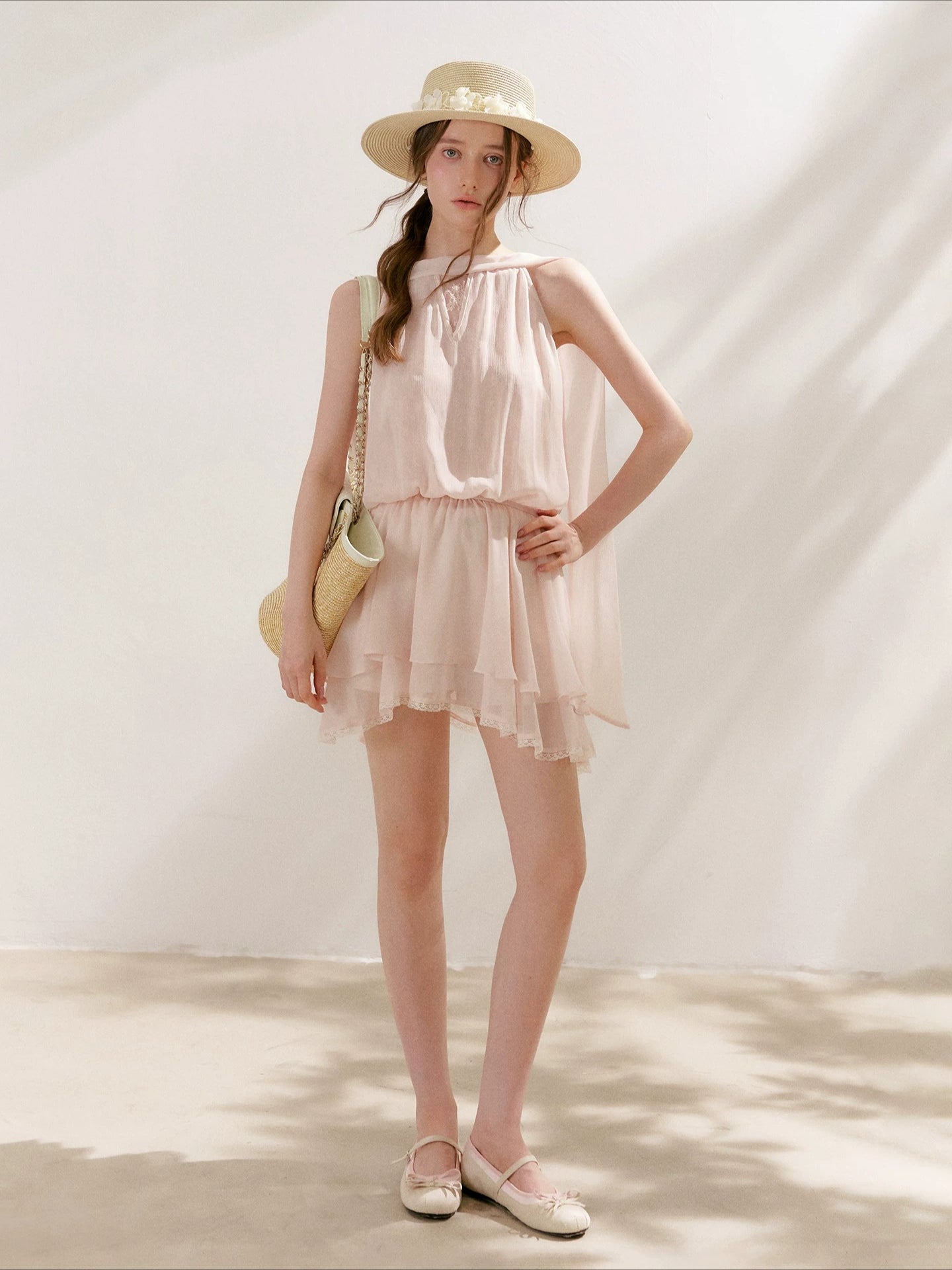 Chiffon Lace Halter Dress