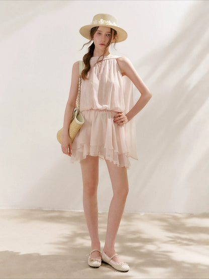 Chiffon Lace Halter Dress