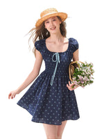 French Floral Tie Waist Dress