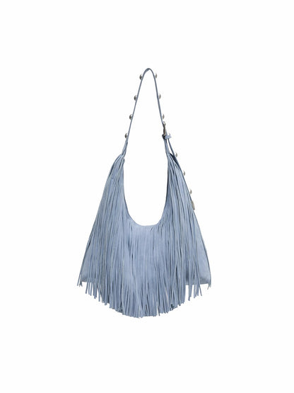 Suede Fringe Stud Tote