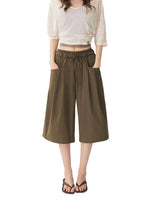 Relaxed Waist Wide-Leg Cropped Pants