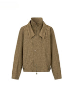 Khaki & Gray Studded Loose-fitting Jacket