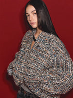 Wool Diamond-Stitch Tweed Jacket