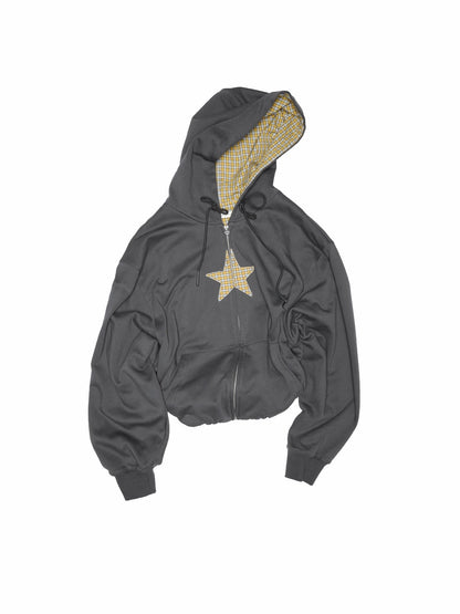 Oversized Star Panel Balloon Hem Hoodie