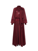 Milena Chiffon Lace Lantern Sleeve V-neck Dress