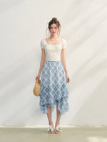 Irregular Ruffle  Top & Midi Skirt Set