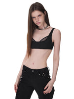 Suede Mesh Lace-Up Bralette