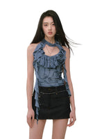 Ribbon-Flower Halter Vest