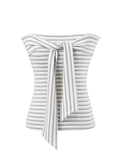 Striped Draped Neck 2-piece Set
