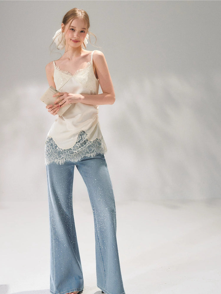 Lace Trim Silk Camisole