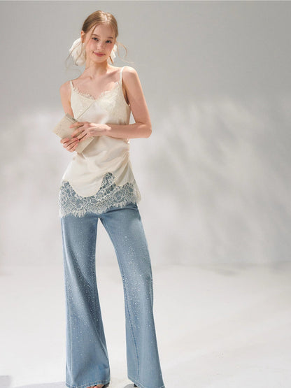Lace Trim Silk Camisole