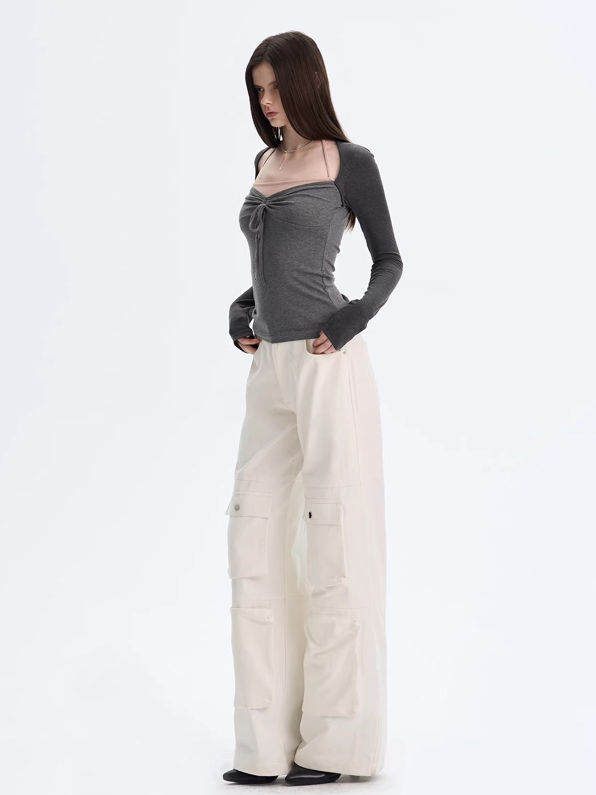 Halter Layered Long Sleeve Top