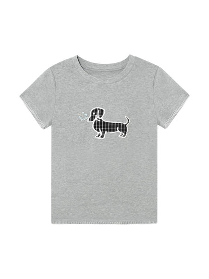 Print Dog Embroidered Tee