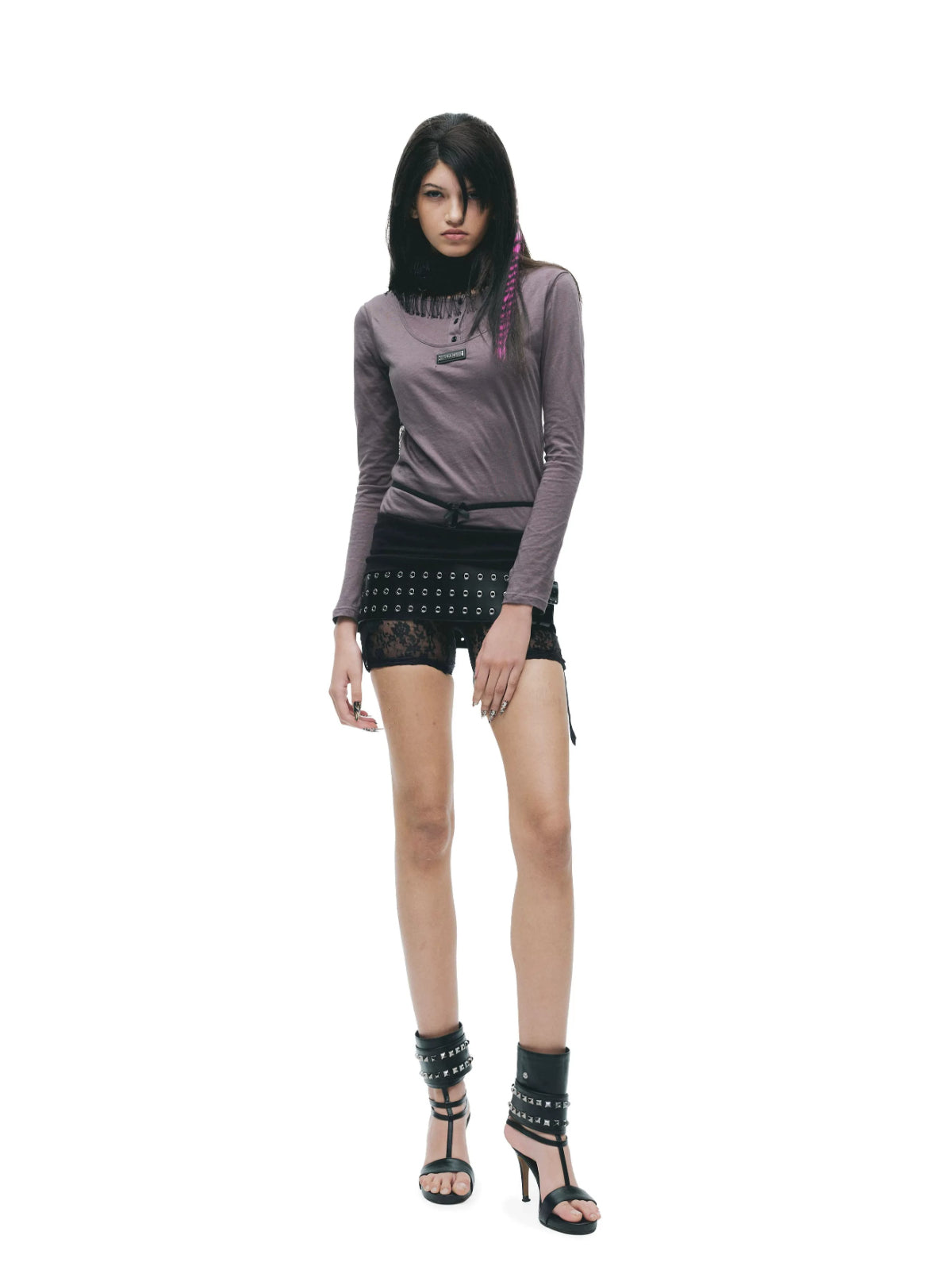 Layered Metal Tag Slim Fit T-Shirt