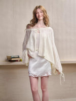 Mohair Wool Openwork Knit Cardigan