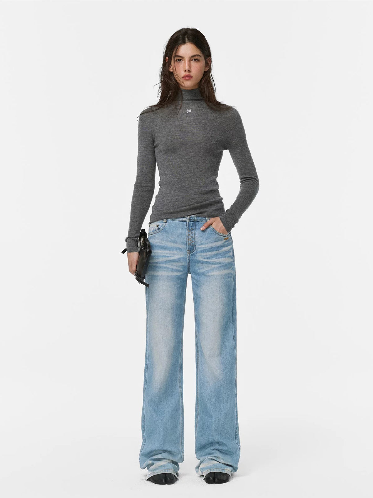 Cloud Fir Wool Turtleneck Knit Top