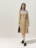 Vintage Mock-Layer Trench Dress