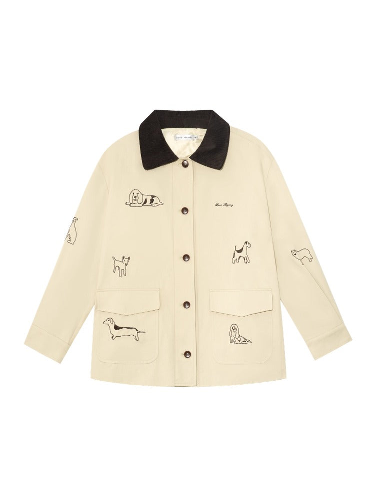 Barn Style Puppy Embroidery Jacket