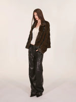 Vintage Faux Mink Fur Buckle Jacket