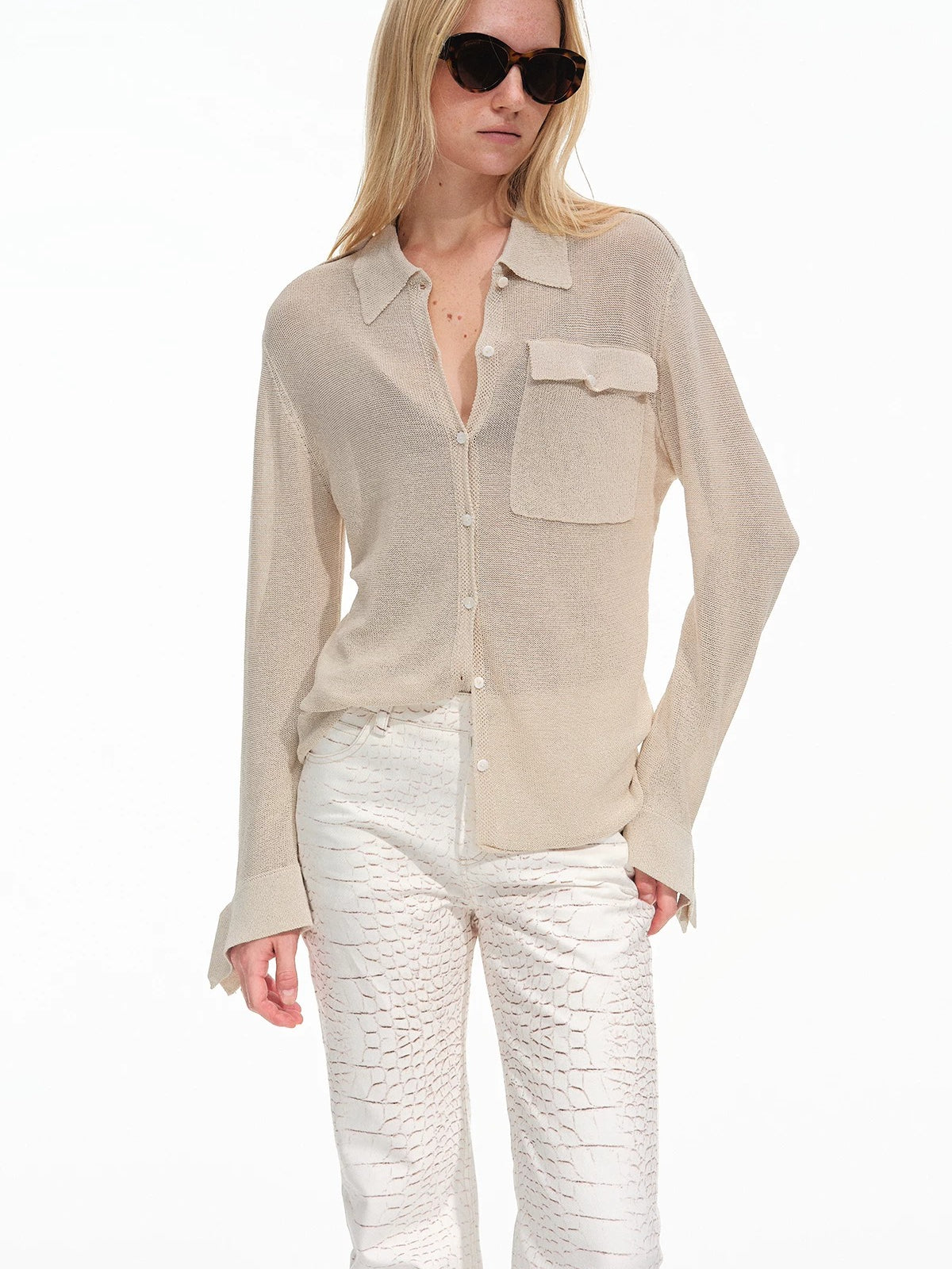 Textured Sheer Knit Shirt