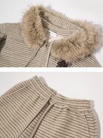 Vintage Fuzzy Plaid Jacket & Pants Set