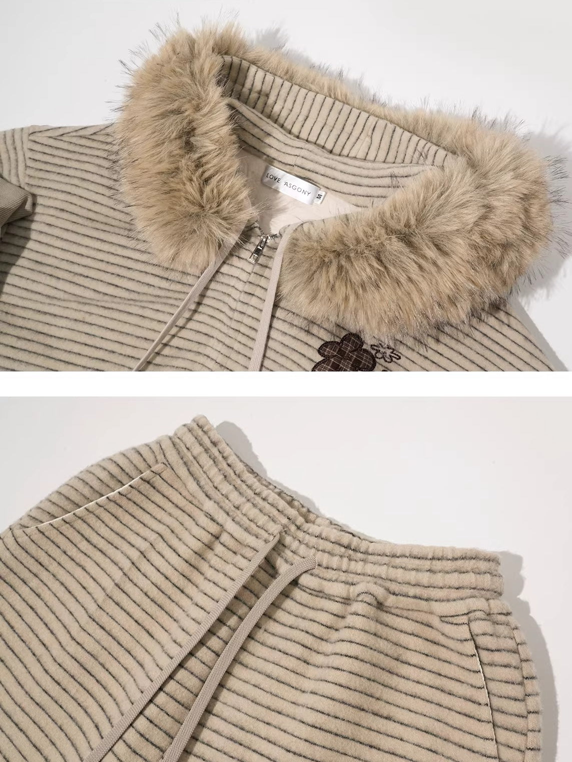 Vintage Fuzzy Plaid Jacket &amp; Pants Set