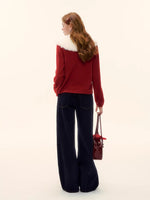 Wool Detachable Collar Knit Cardigan