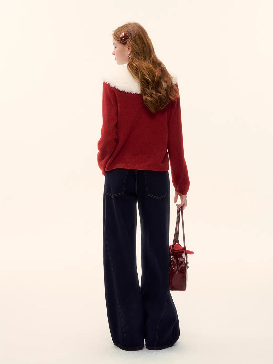 Wool Detachable Collar Knit Cardigan