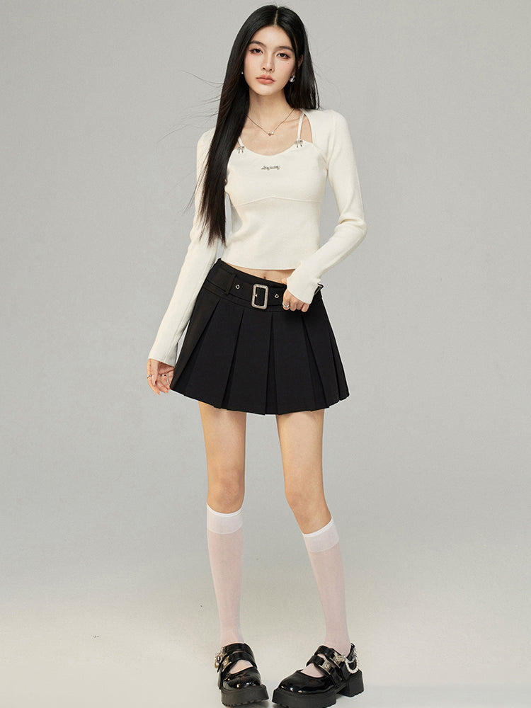 Black &amp; White Butterfly Knot Knit Top