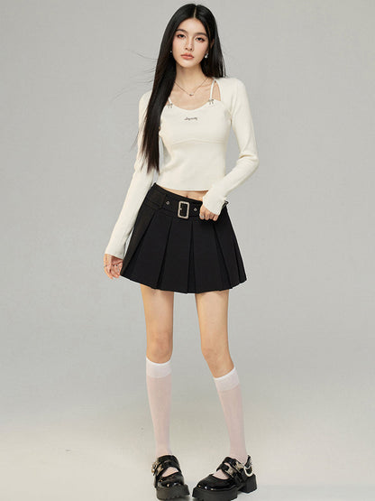 Black &amp; White Butterfly Knot Knit Top
