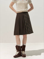 Brown Plaid Pleated Skirt