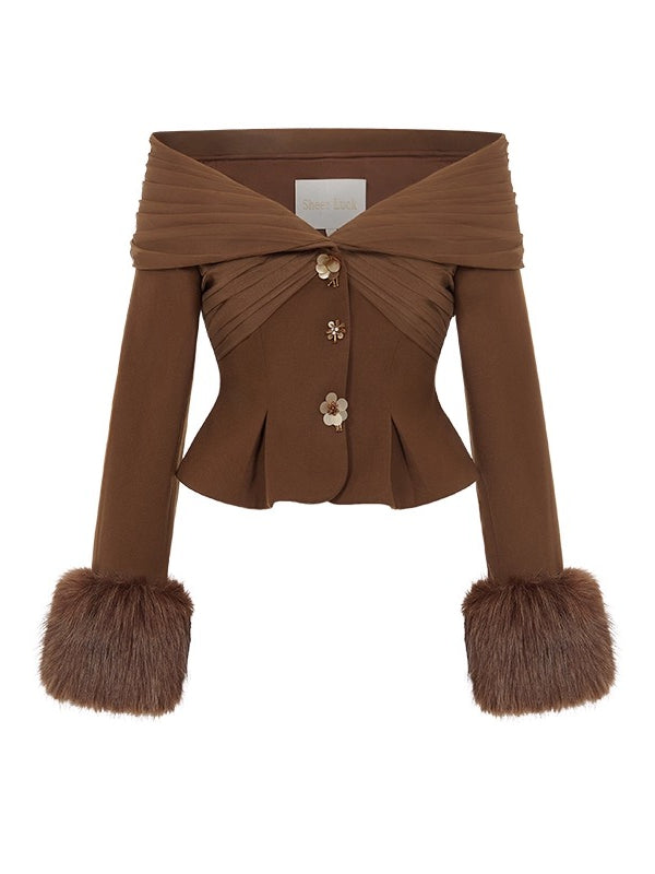 Vixen Faux Fur Halter Floral Dress Set