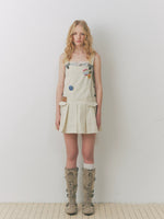 Badge Pleated Suspender Dress