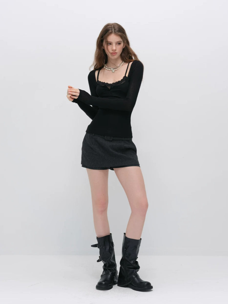 Lace Layered Wool Top