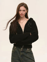 Heart Totem Knit Hooded Cropped Jacket