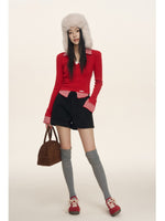 Gingham Layered Polo Knit Top