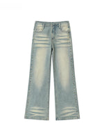 Studded Wash Straight-Leg Jeans