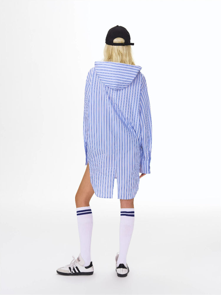 Tie Print Hooded Shirt