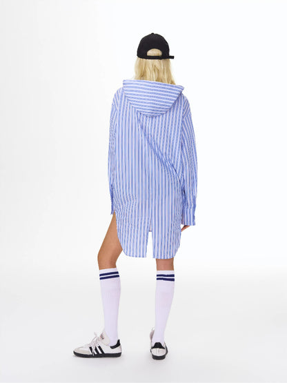 Tie Print Hooded Shirt