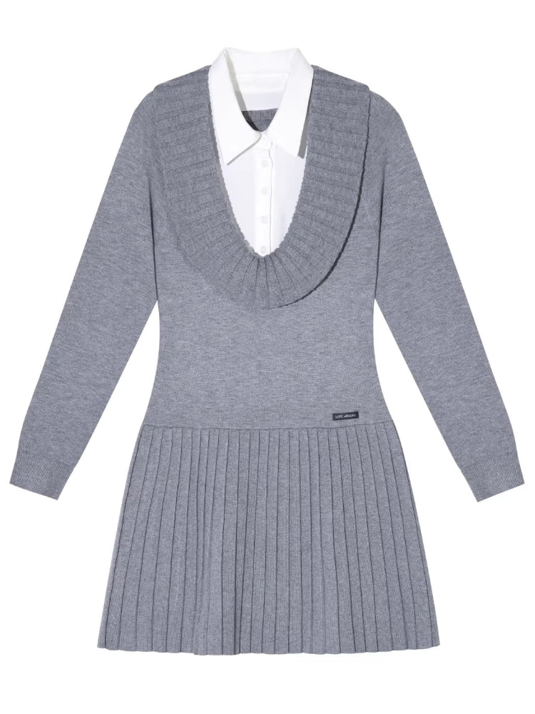 Shirt Collar Knit Dress