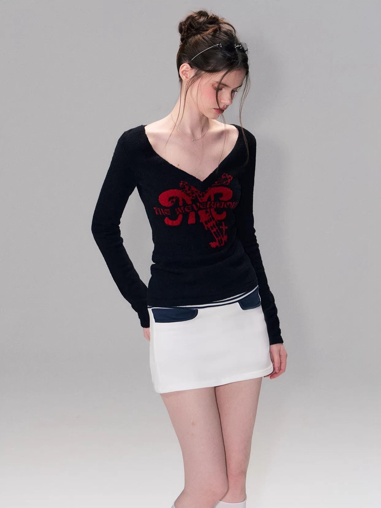 Contrast Jacquard Knit Sweater