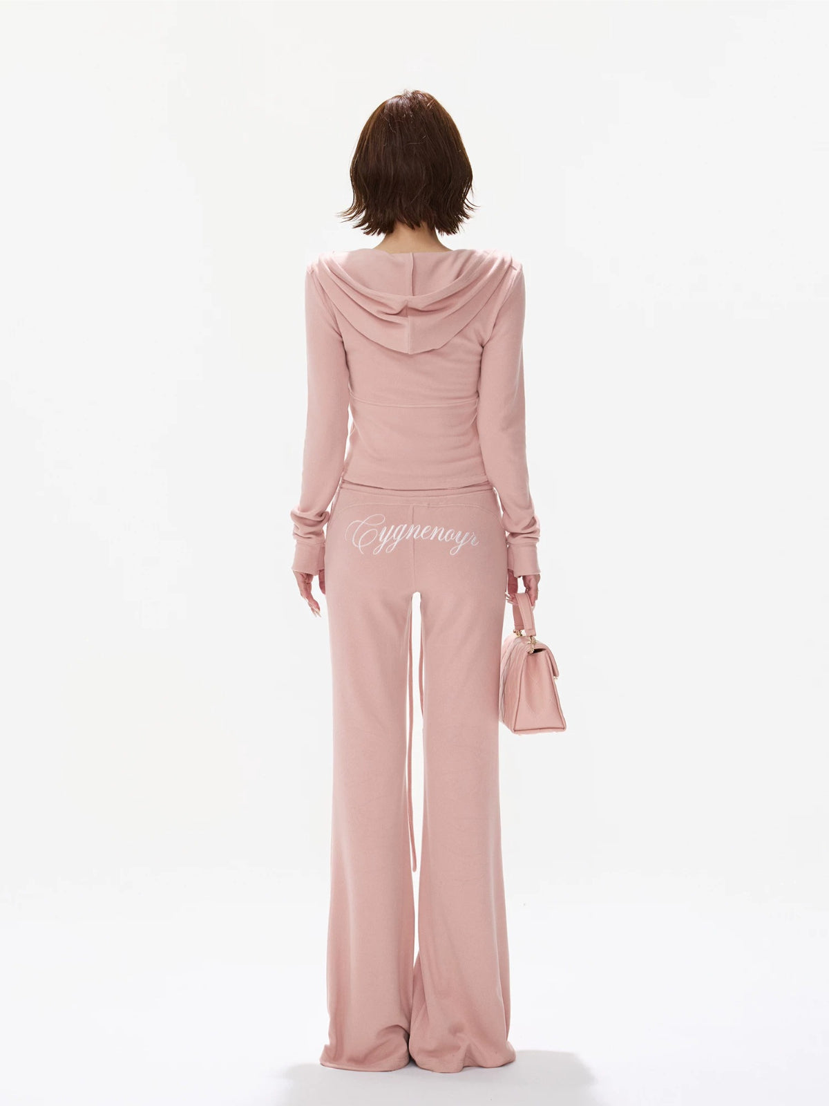 Dusty Pink Zip-Up Knit Pants Set