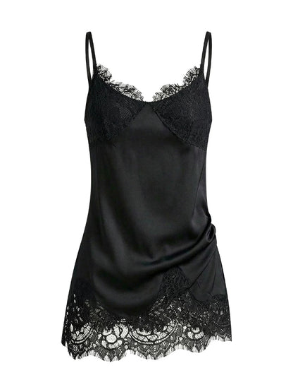 Lace Trim Silk Camisole