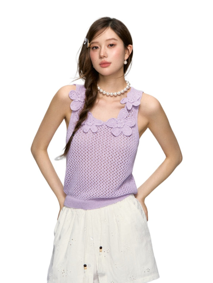 Flower Crochet Hollow-Out Camisole