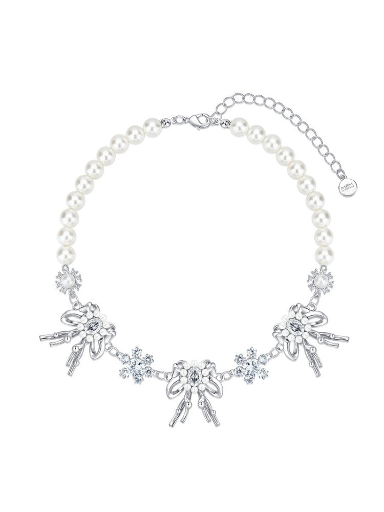 Vintage Bow Pearl Choker