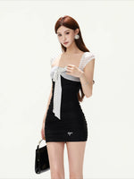 Polka Dot Ruched Mini Dress